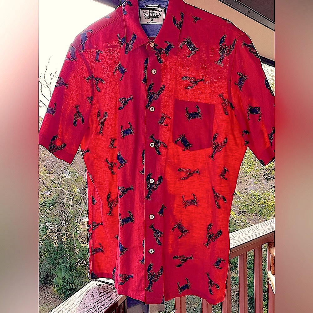 Nautica Men’s Linen Blend Button Down Coastal  Shirt Size Medium